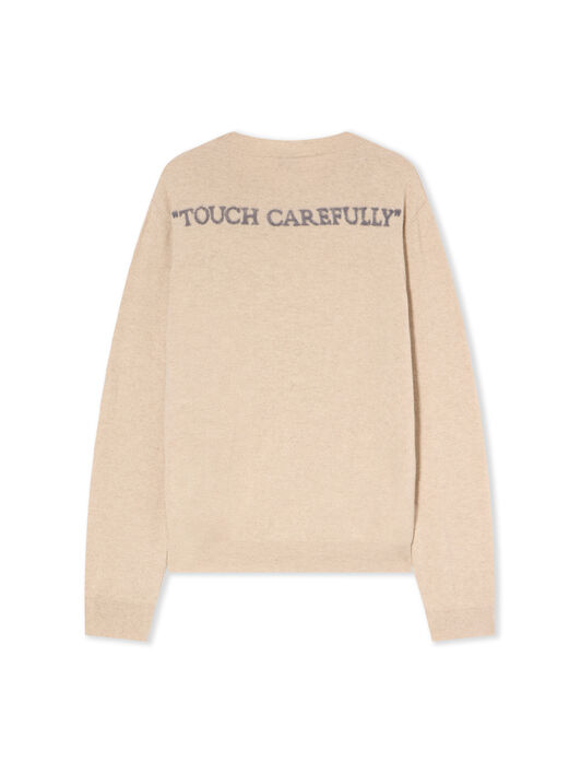 OFF WHITE Quote Knit Crewneck Logo Sweater BEIGE MELANGE - ANTHRACITE OMHE20OF25KNI001