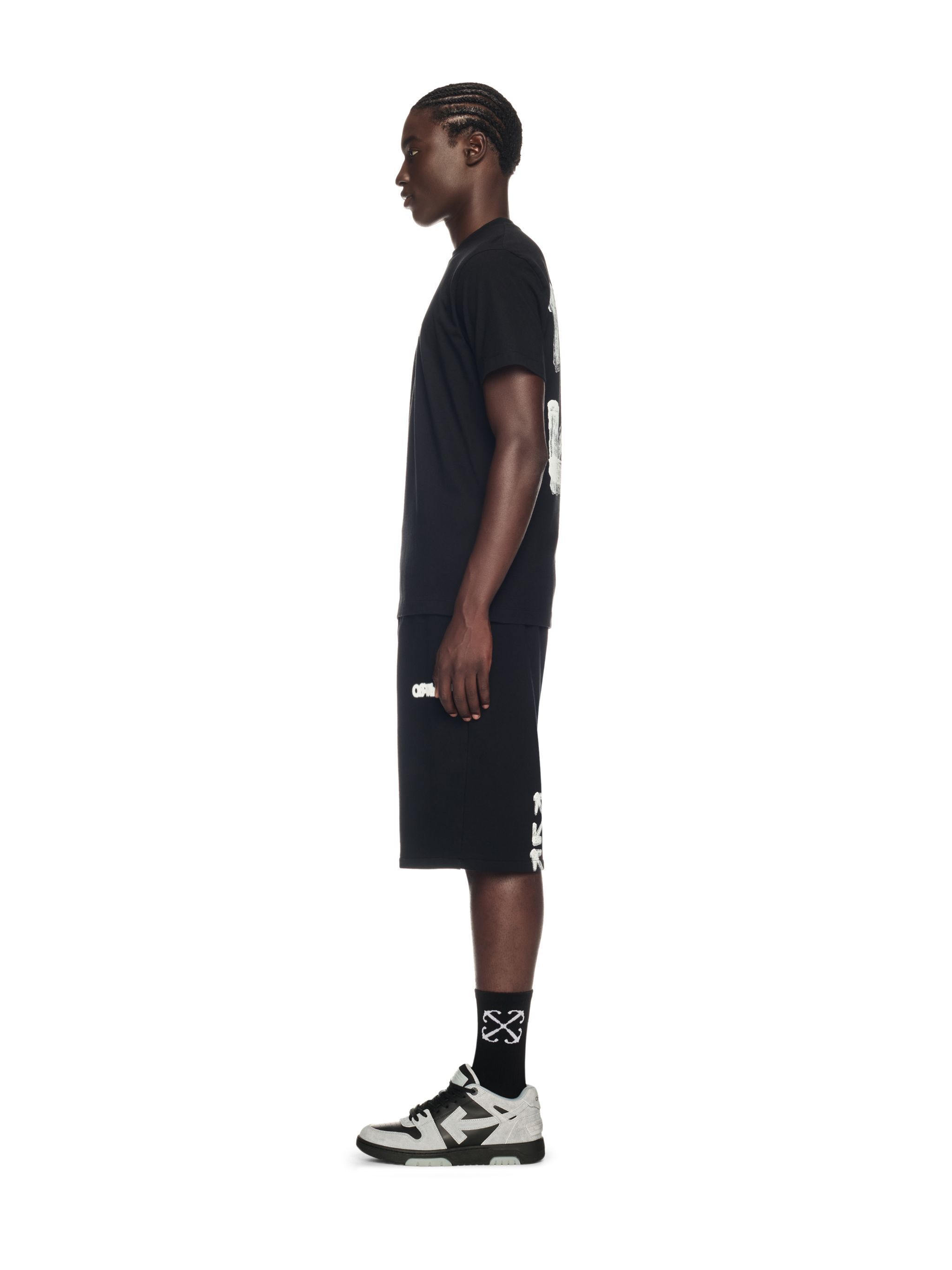 OFF WHITE Schwarzes T-Shirt Mit Gesprühtem Pfeil-Motiv SCHWARZ OMAA027S25JER00B