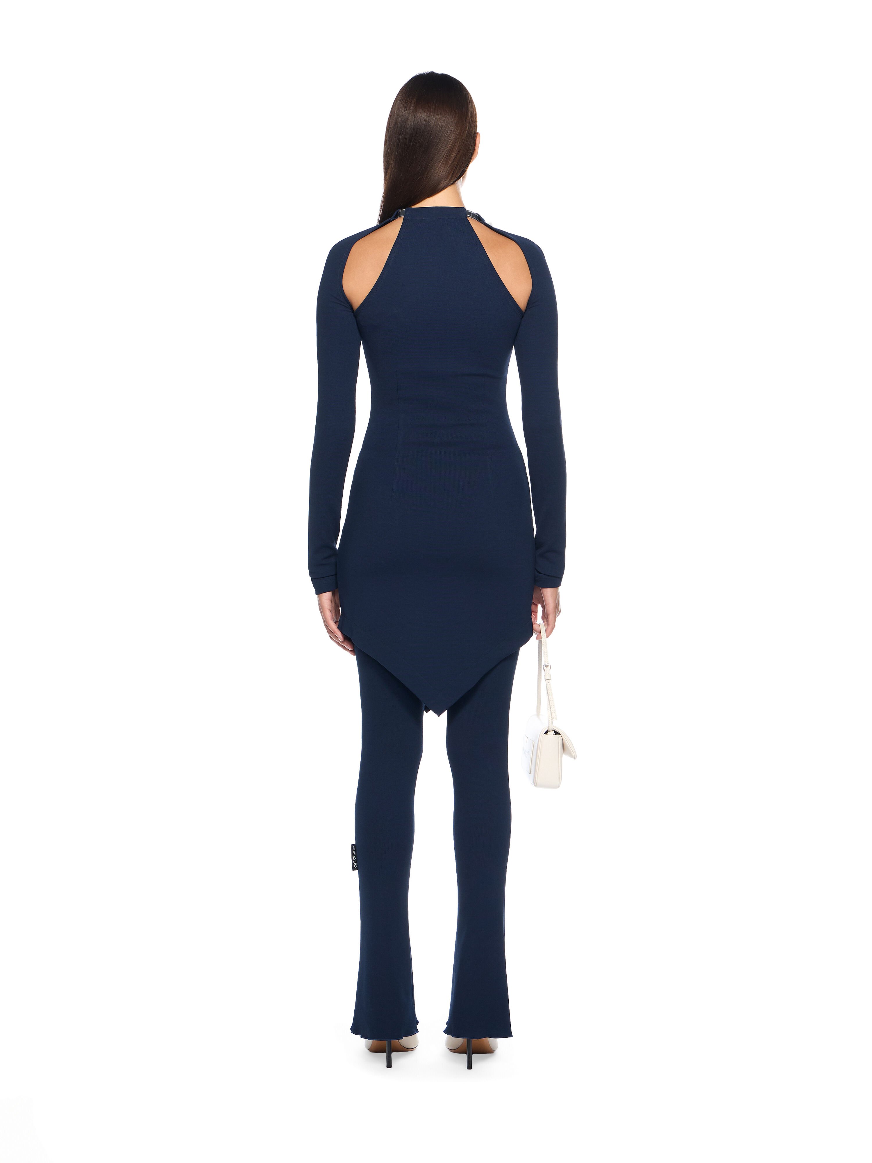 OFF WHITE Heavy Jersey Silver Tie Mini Dress BLUE IRIS-BLUE IRIS OWDB55KF25JER001