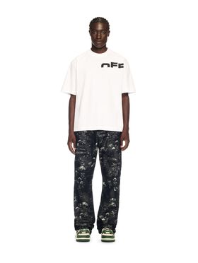 OFF WHITE White Off Split T-Shirt GREEN OMAA027T25JER00U
