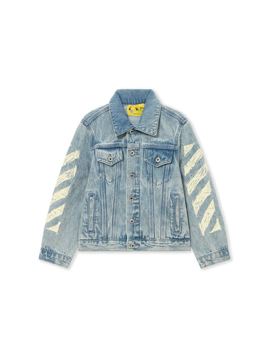 OFF WHITE Diag Sketch Denim Jacket LIGHT BLUE 44GYE001S26D001