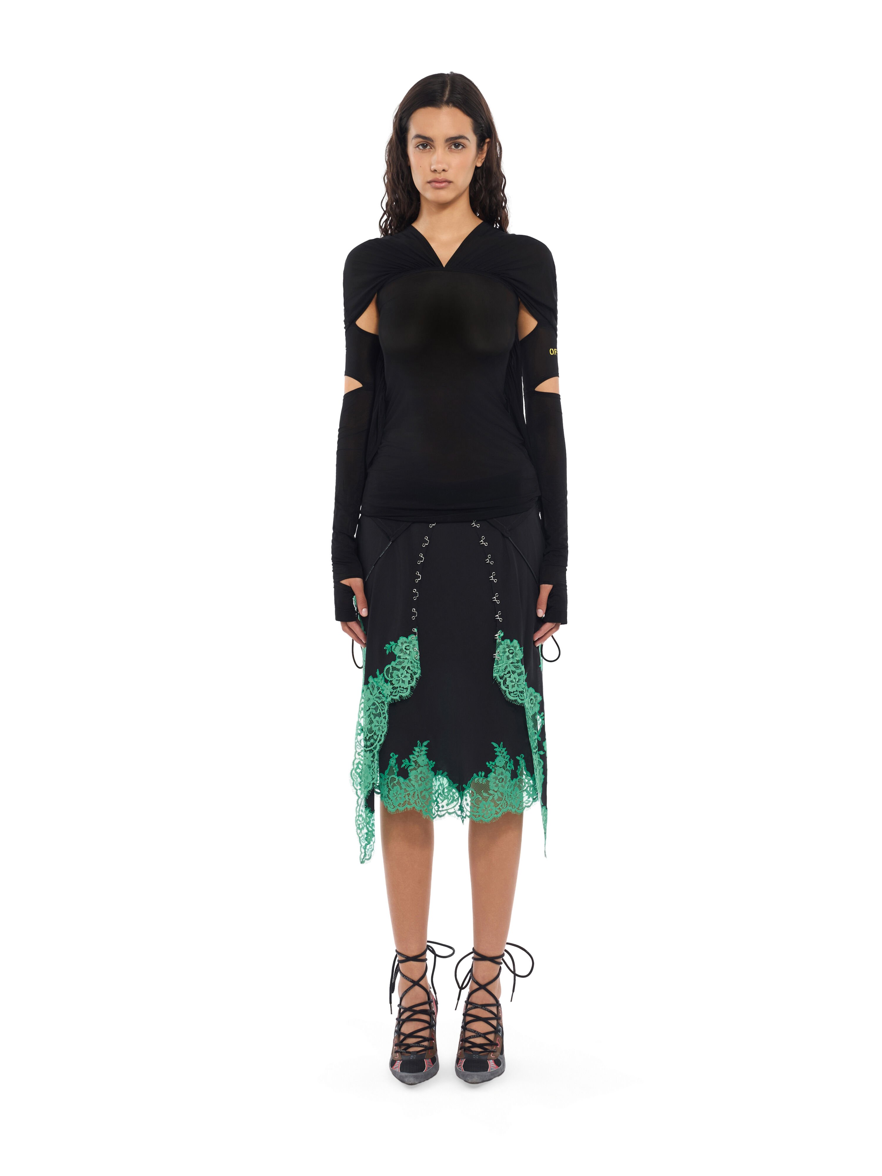Light Jersey Cross Collar Top OFF WHITE Light Jersey Cross Collar Top Black-Black 2FB00827T