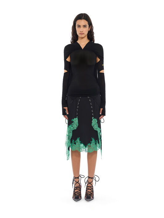 Light Jersey Cross Collar Top OFF WHITE Light Jersey Cross Collar Top Black-Black 2FB00827T