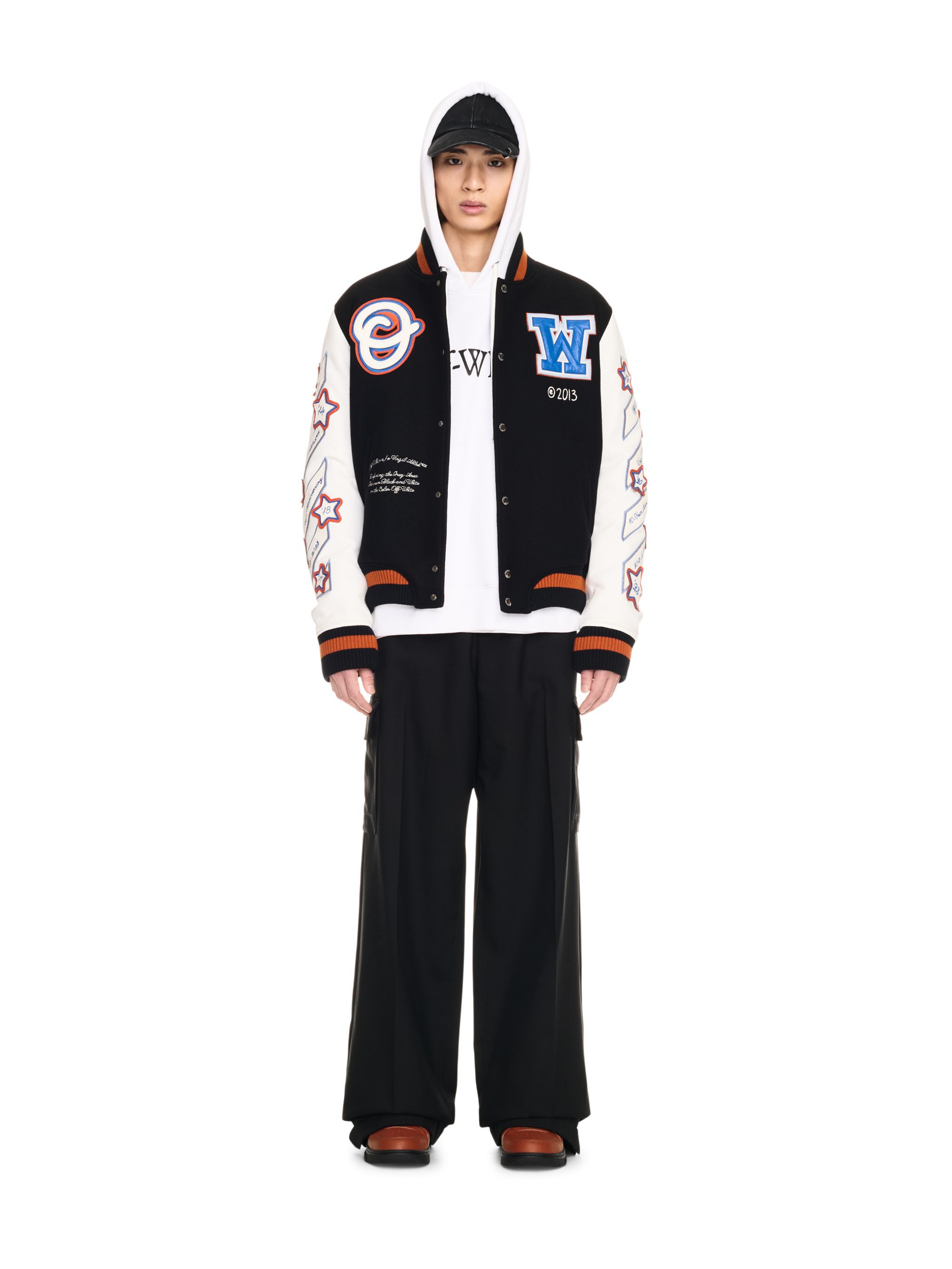 WIZ LEA WOOL VARSITY JKT OFF WHITE WIZ LEA WOOL VARSITY JKT BLACK OMJA122F24LEA003