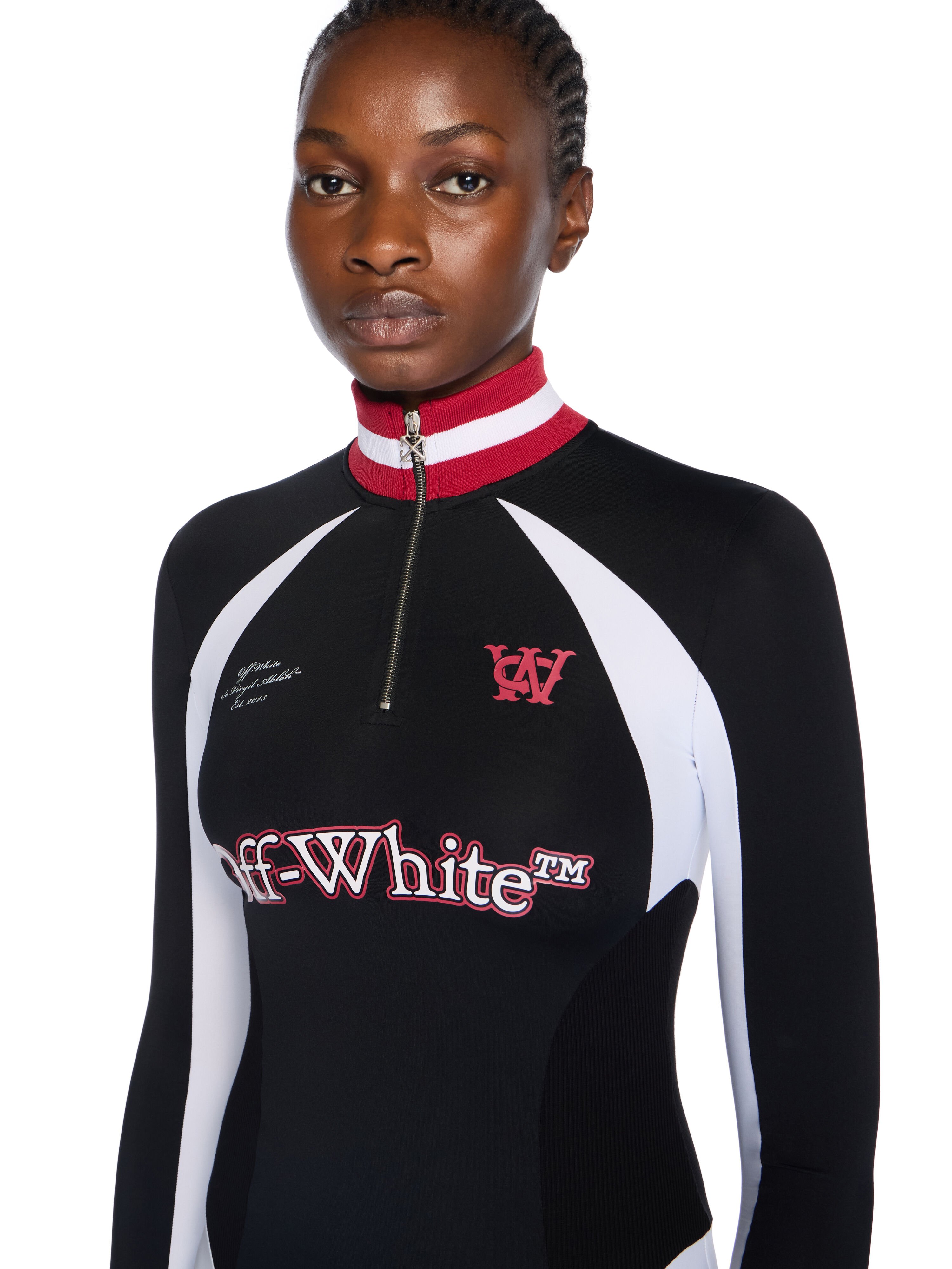 Tech Jersey Midi Dress OFF WHITE Tech Jersey Midi Dress BLACK - WHITE OWDB558F25JER001