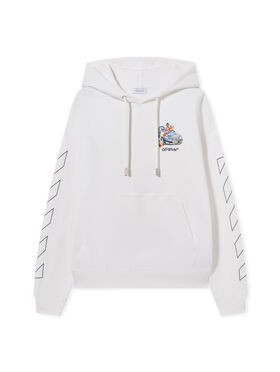 OFF WHITE Fresco Arrow Skate Hoodie WHITE - BLACK OMBB085S25FLE005