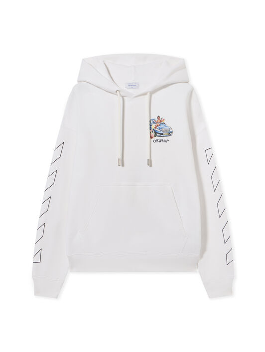 OFF WHITE Fresco Arrow Skate Hoodie WHITE - BLACK OMBB085S25FLE005