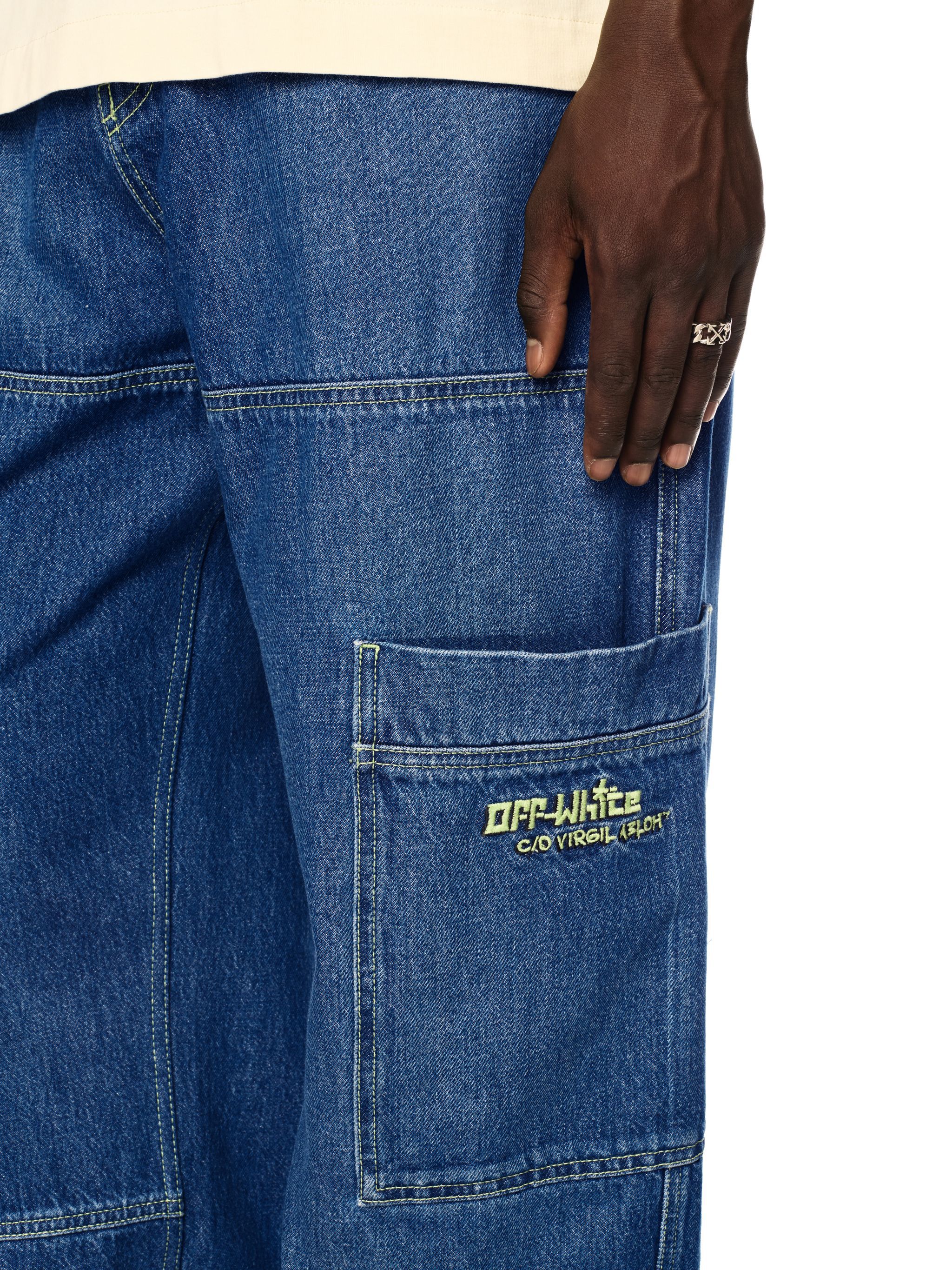 OFF WHITE Blue Irregular Cargo Jeans BLUE OMYA18QS25DEN001