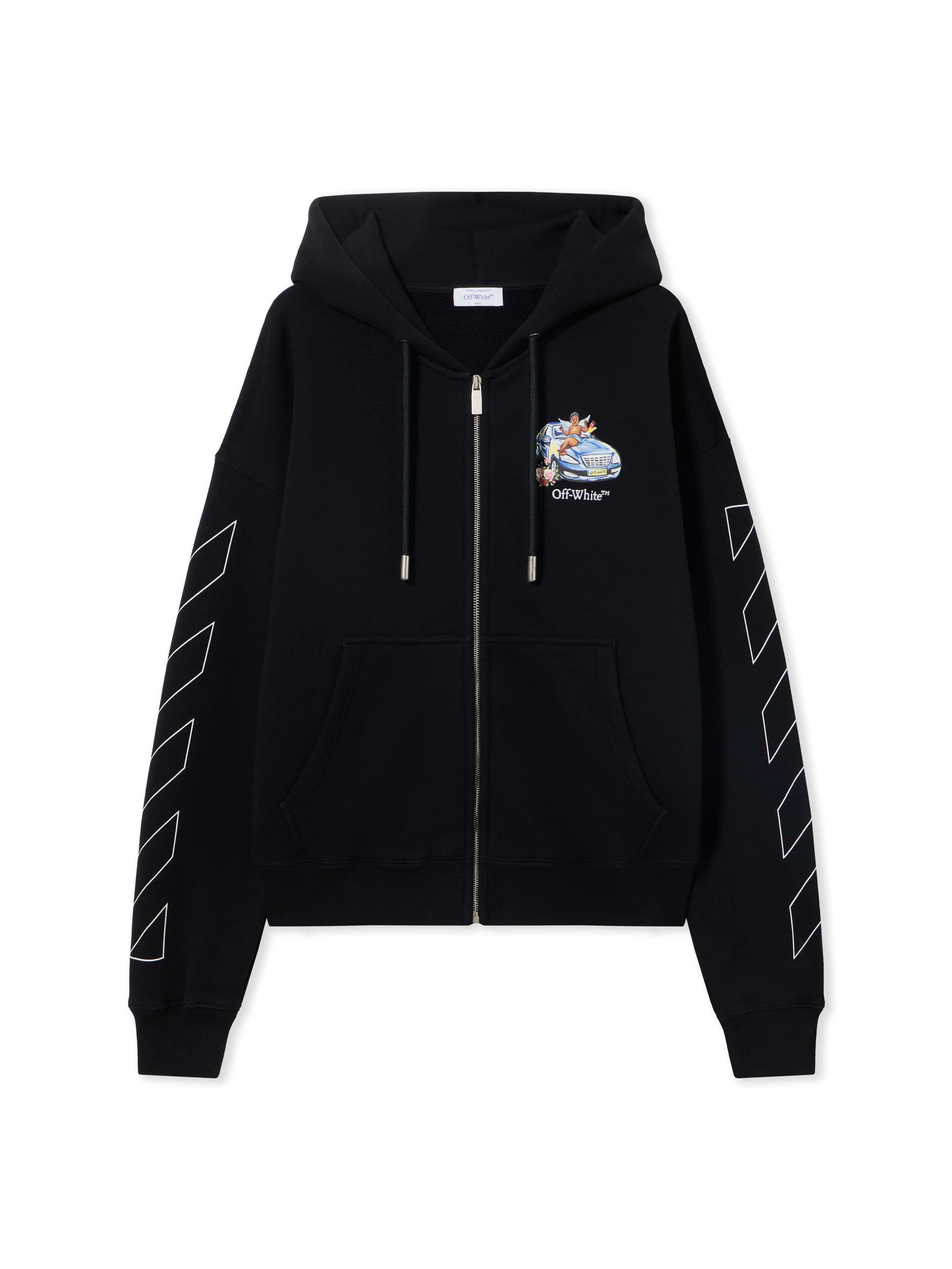 OFF WHITE Fresco Arrow Zip Skate Hoodie BLACK - WHITE OMBE015S25FLE001