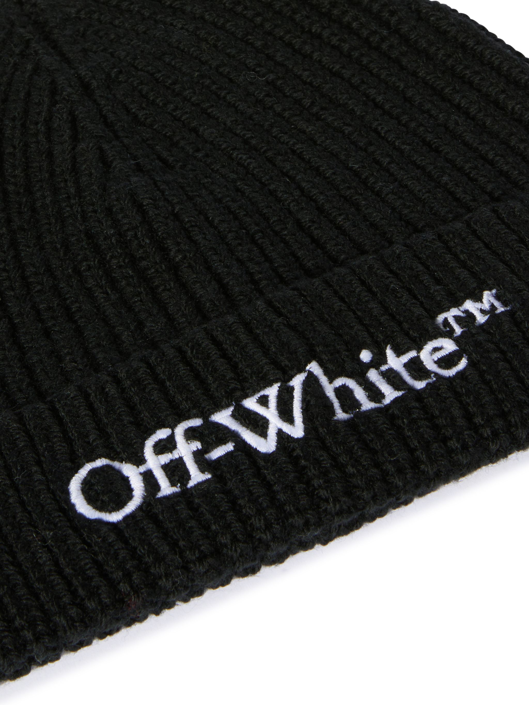 OFF WHITE Schwarze Bookish Strickmütze SCHWARZ OMLC041C99KNI003
