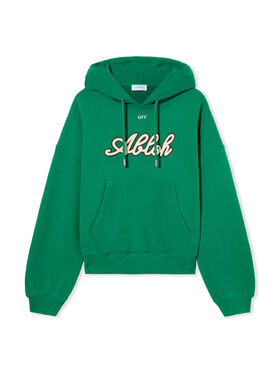 OFF WHITE Football Over Hoodie COLLEGE GREEN WHISPER WHITE OMBB118S24FLE005