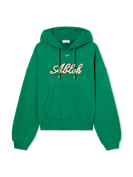 OFF WHITE Football Over Hoodie COLLEGE GREEN WHISPER WHITE OMBB118S24FLE005