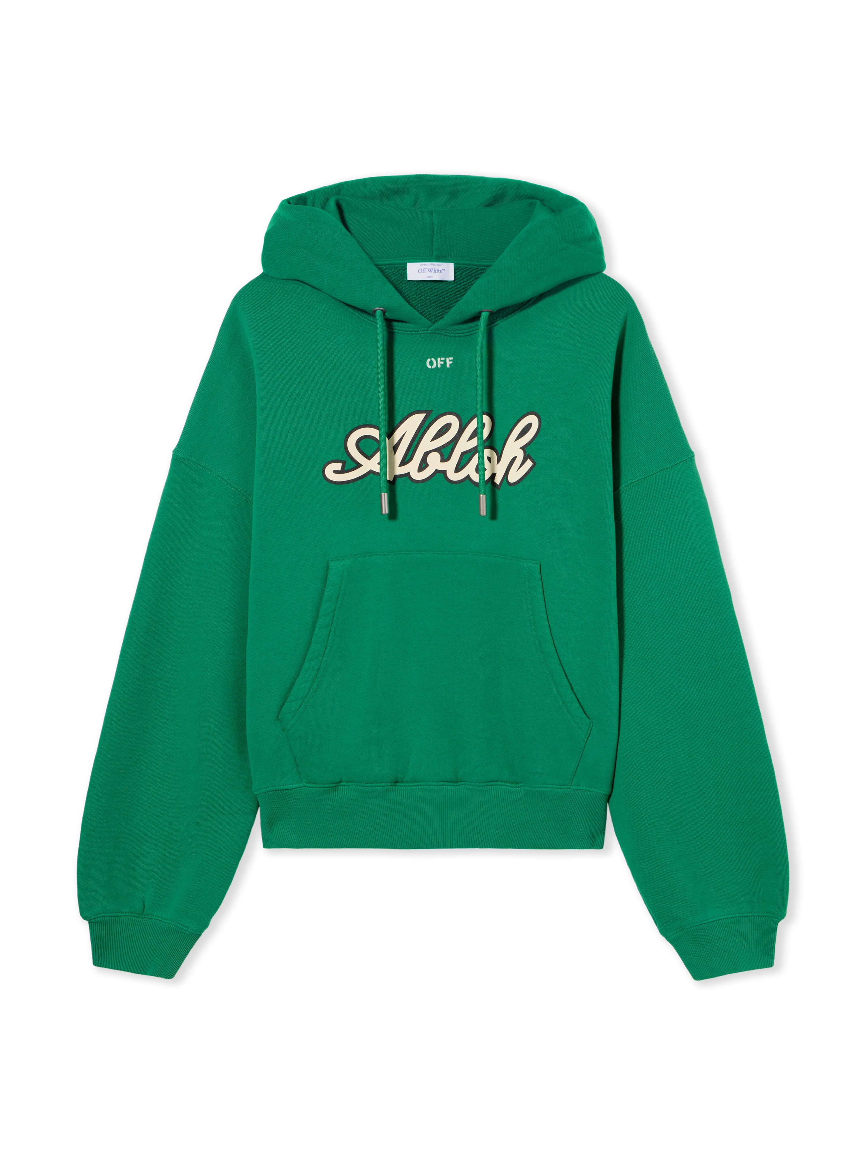 OFF WHITE Football Over Hoodie COLLEGE GREEN WHISPER WHITE OMBB118S24FLE005