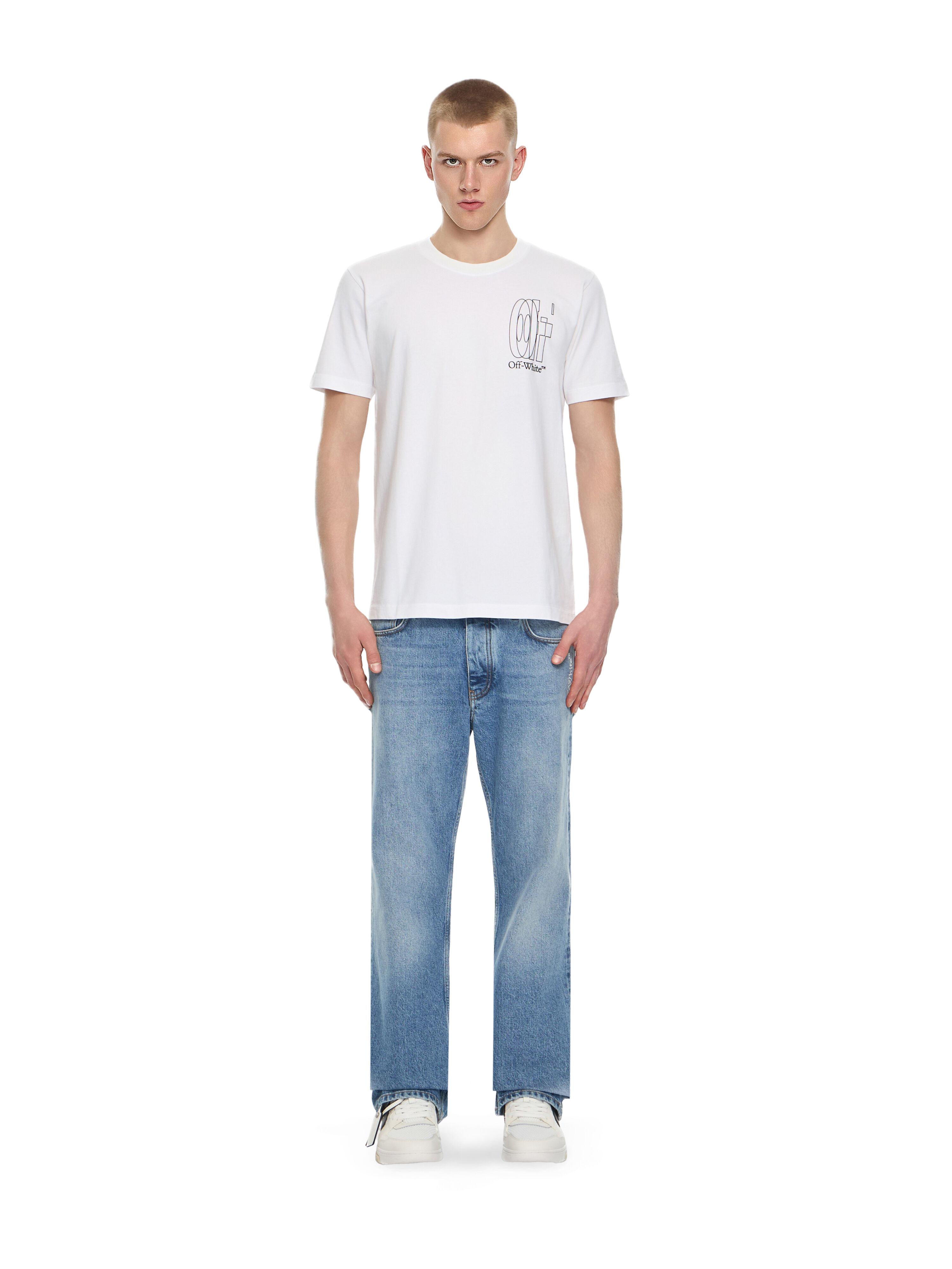 OFF WHITE Outline Double Arrow Slim T-shirt WHITE 44MAA027S26J003