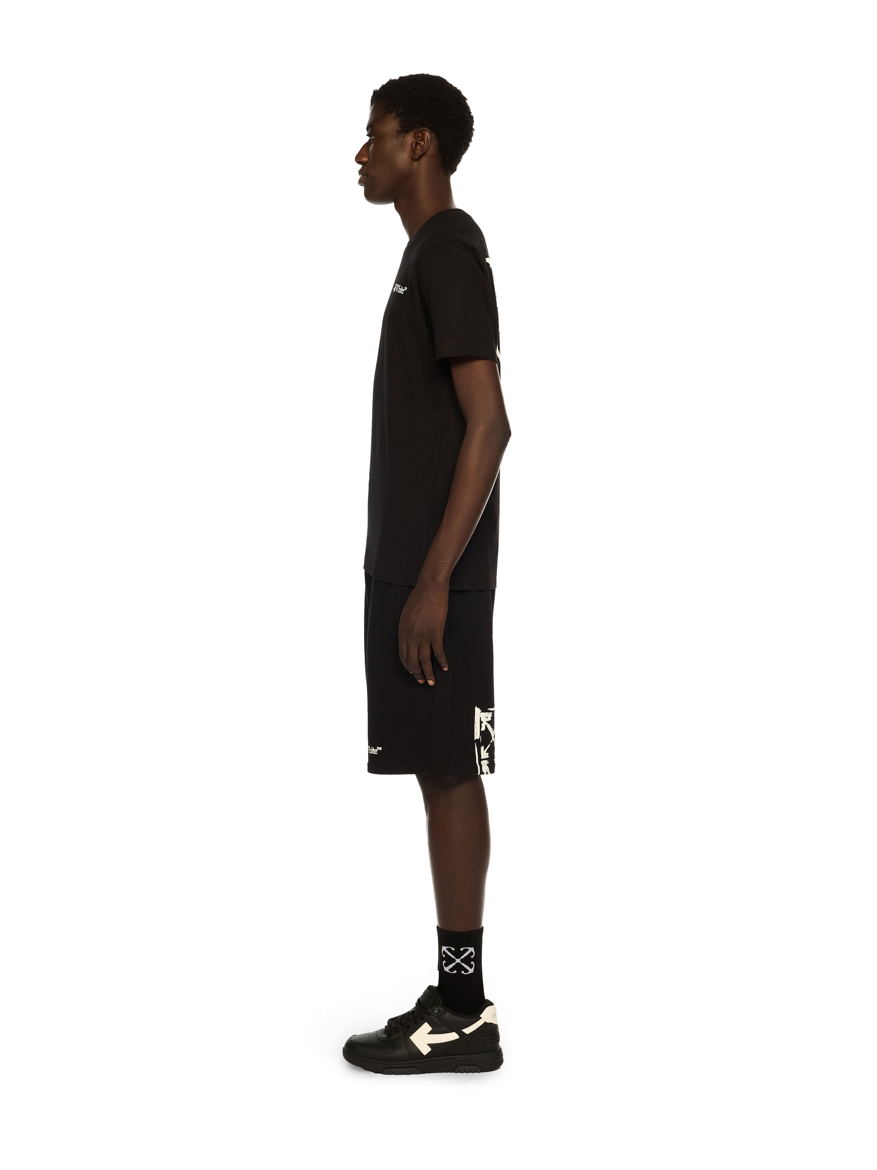 OFF WHITE Ink Arrow Skate Sweatshorts BLACK - WHITE OMCI013F25FLE004