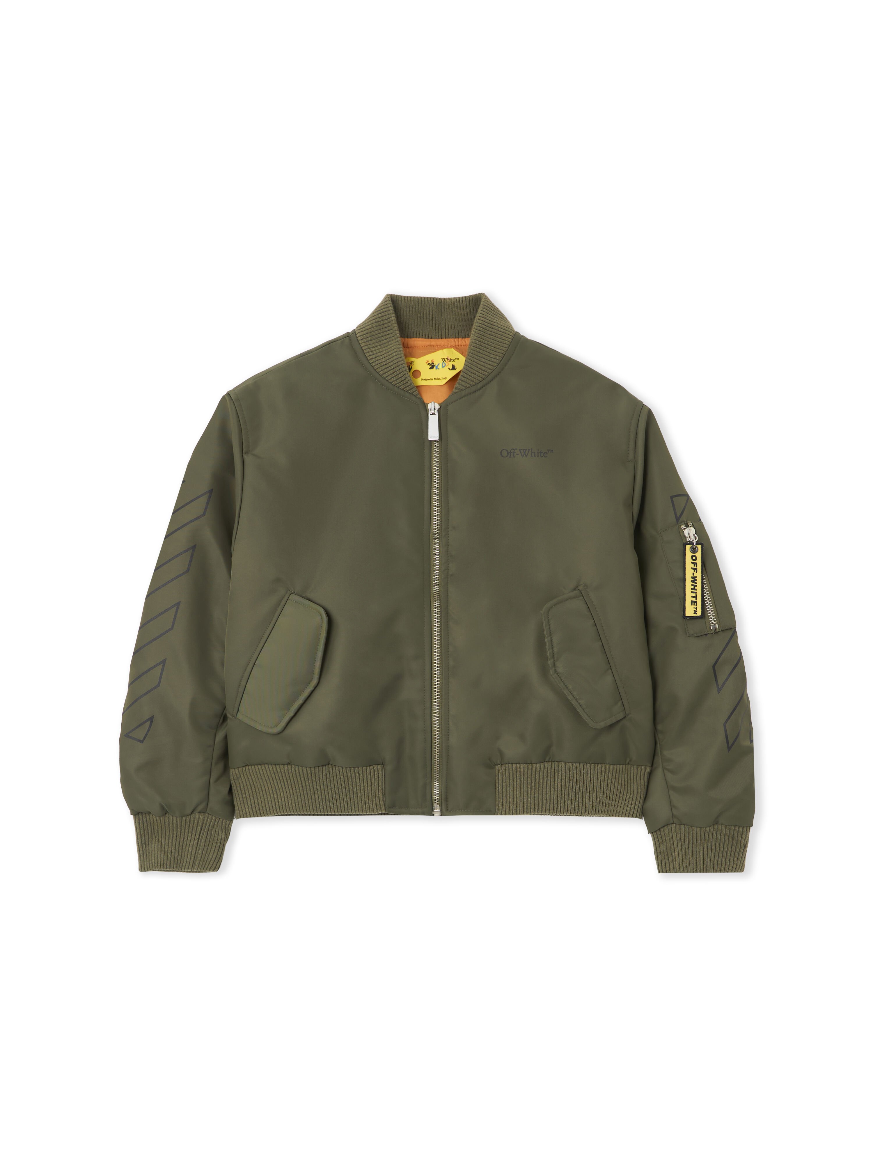 OFF WHITE Bookish Diagonal Bomber Jacket MARTINI OLIVE 44BEH002S26F001
