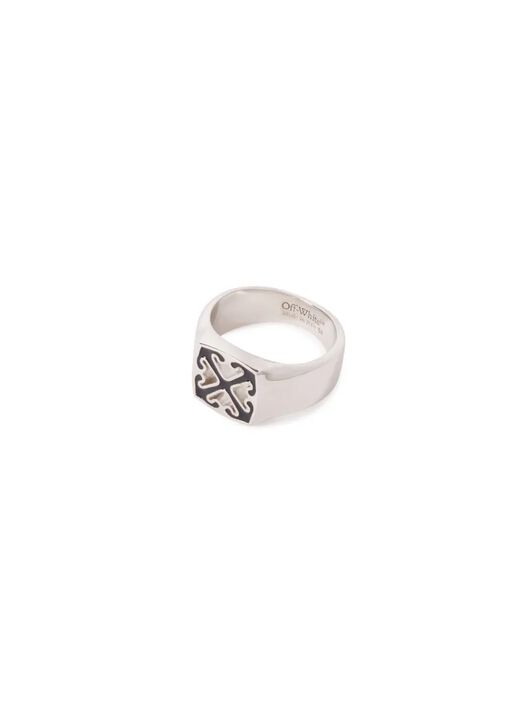 OFF WHITE Enamel Arrow Ring SILVER OMOC078C99MET001