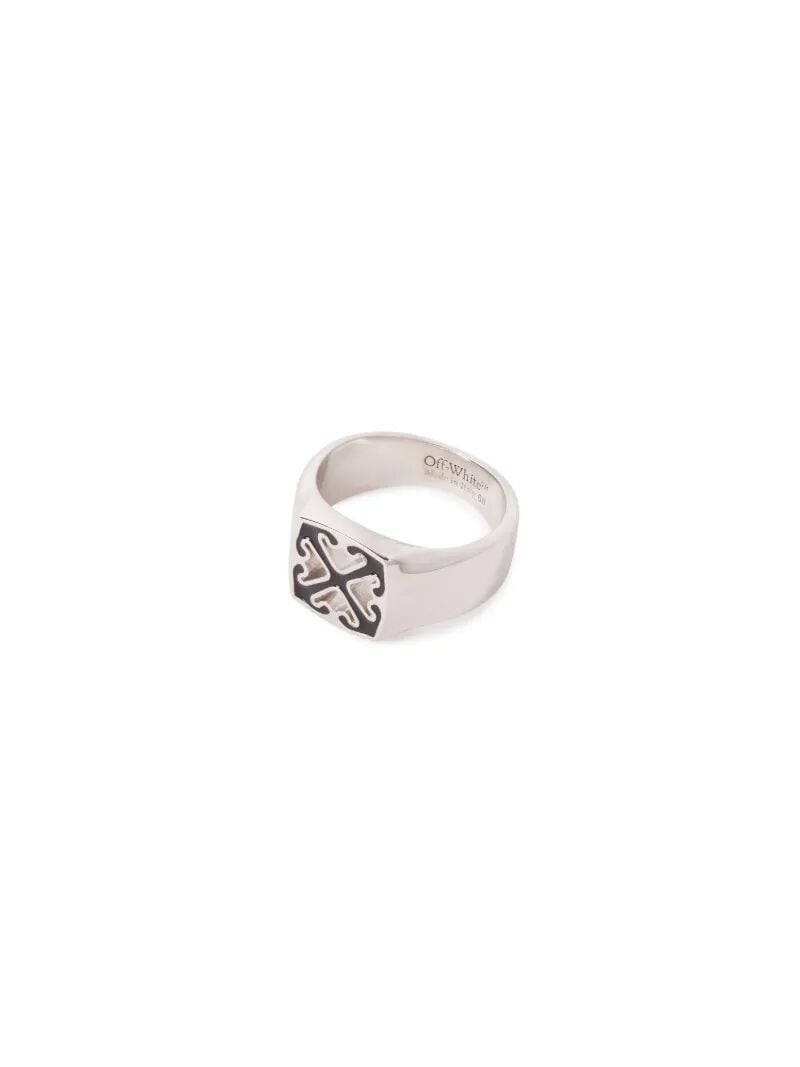 OFF WHITE Enamel Arrow Ring SILVER OMOC078C99MET001