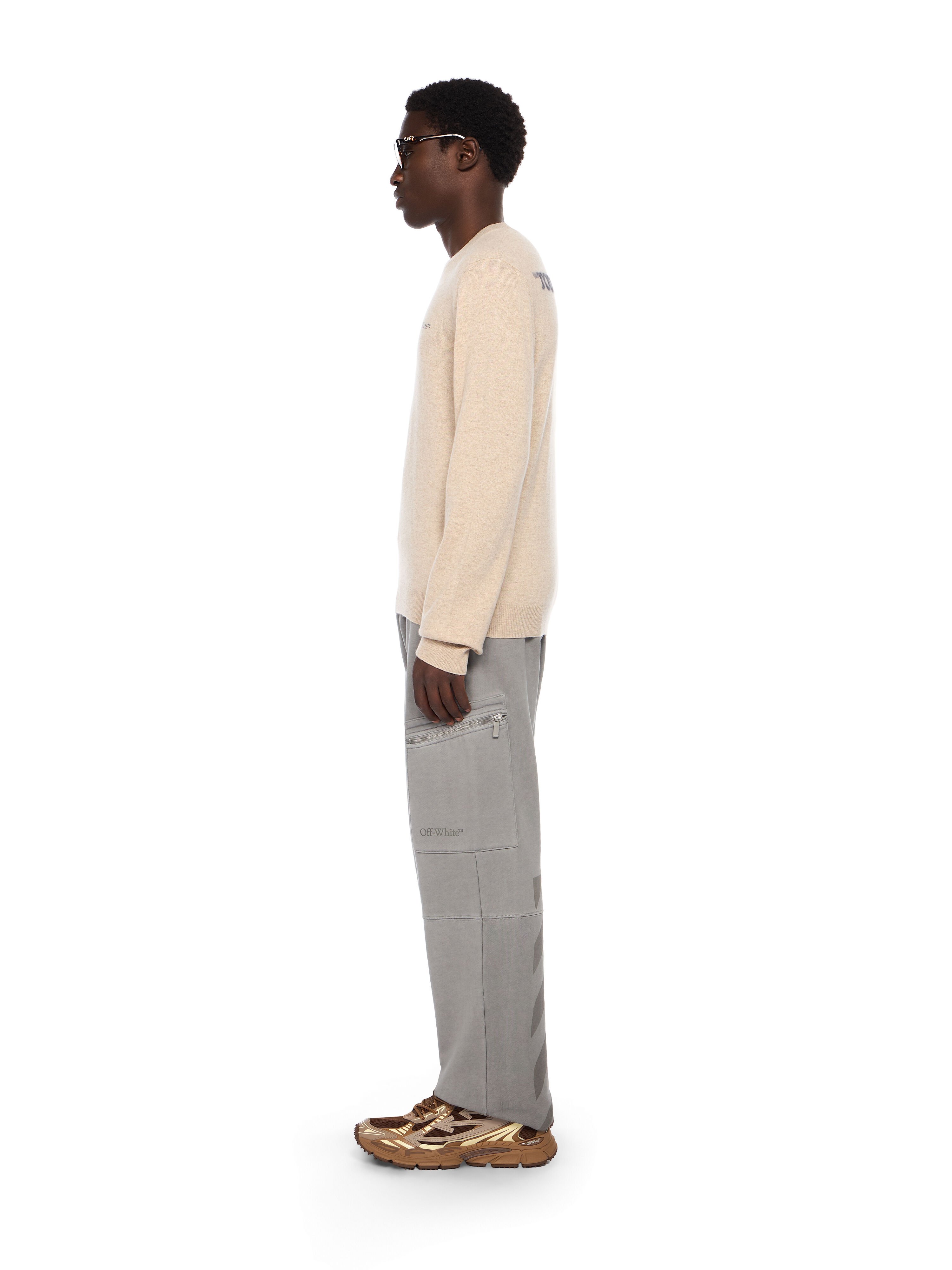 OFF WHITE QUOTE WS KNIT CREWNECK BEIGE MELANGE - ANTHRACITE OMHE20OF25KNI001