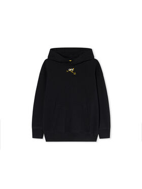 OFF WHITE Diagonal Splat Logo Hoodie BLACK - YELLOW OBBB001F25FLE005