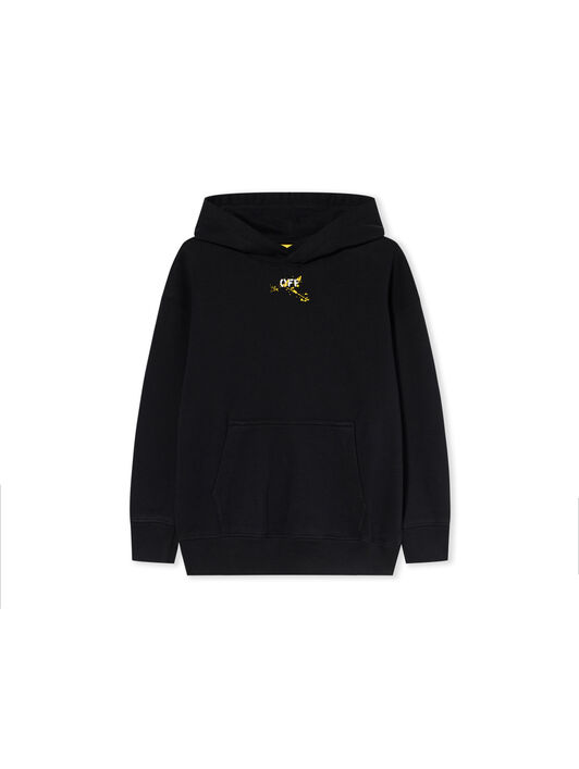 OFF WHITE Diagonal Splat Logo Hoodie BLACK - YELLOW OBBB001F25FLE005