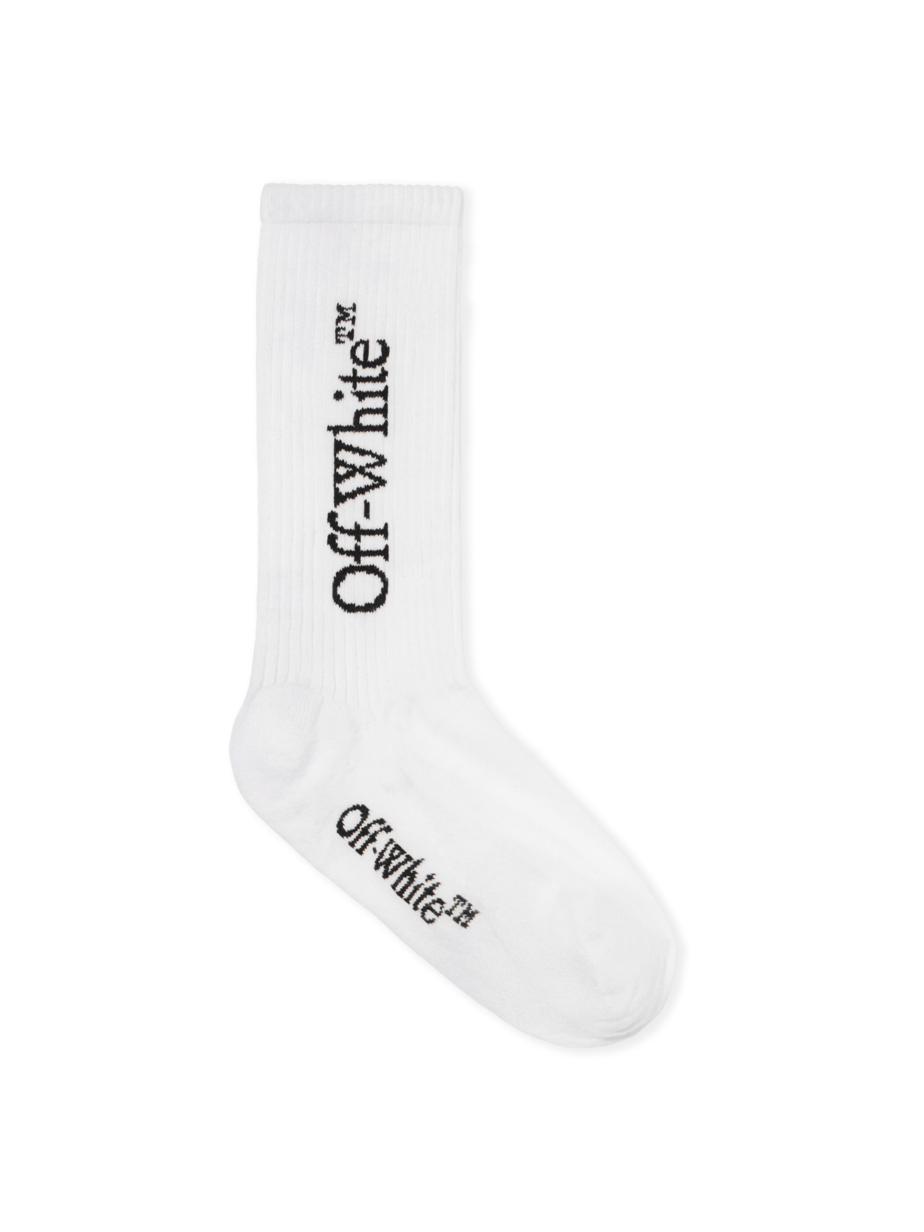 OFF WHITE Bookish Mid Calf Socks WHITE BLACK OMRA085C99KNI001