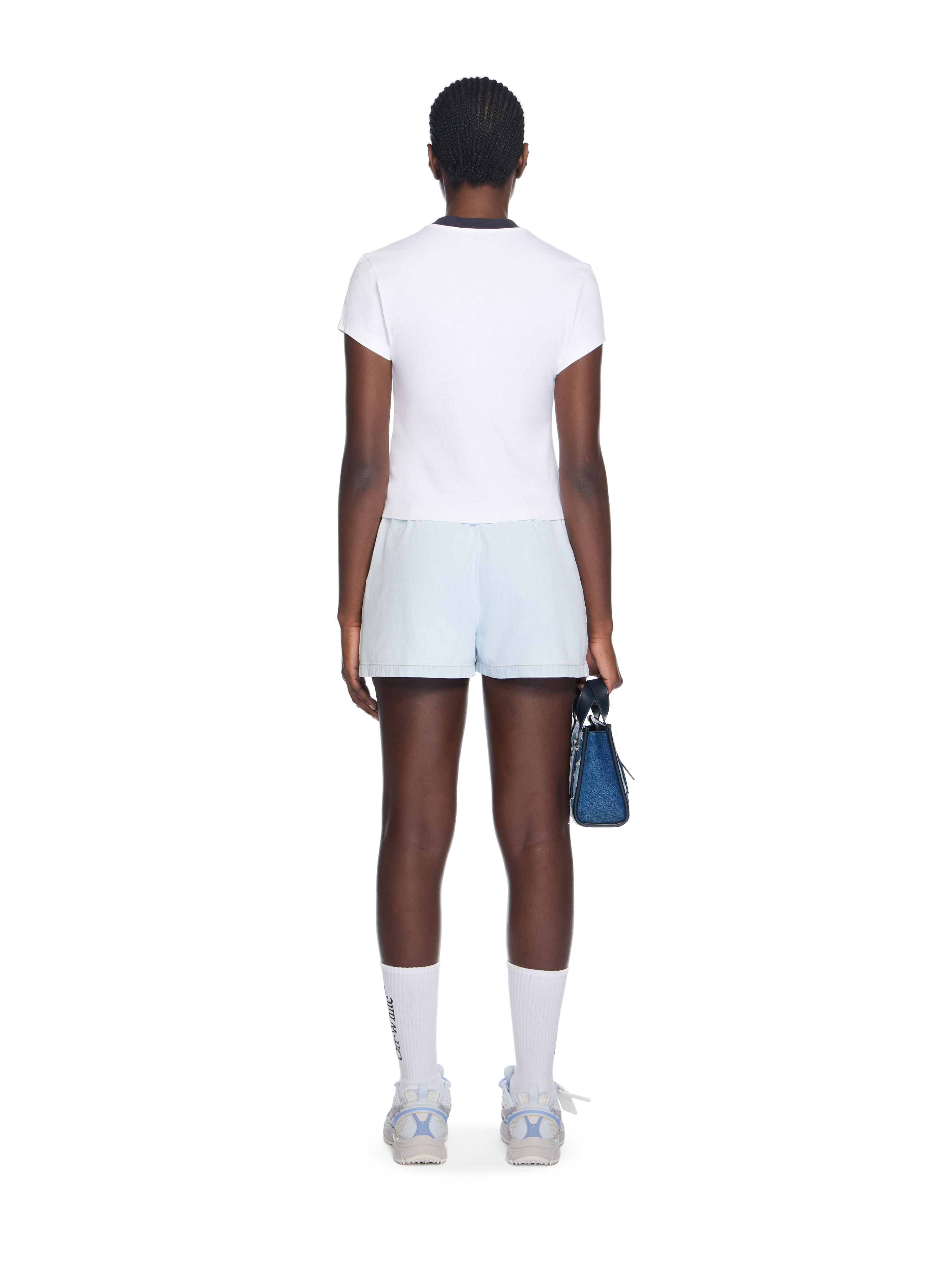 Embroidered Script Logo Fitted Logo Tee OFF WHITE Embroidered Script Logo Fitted Logo Tee WHITE-BLUE IRIS OWAA112F25JER001