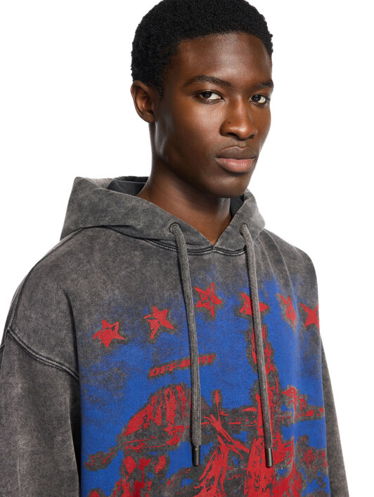 OFF WHITE Desert Ow Skate Hoodie VINTAGE BLACK - DAZZLING BLUE + HIGH RIS OMBB085W25FLE001