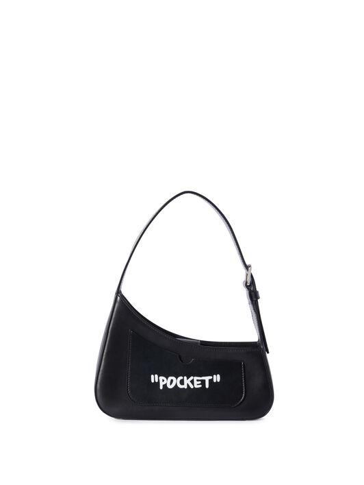 OFF WHITE Black Jitney Quote Shoulder Bag BLACK OWNN18AC99LEA001
