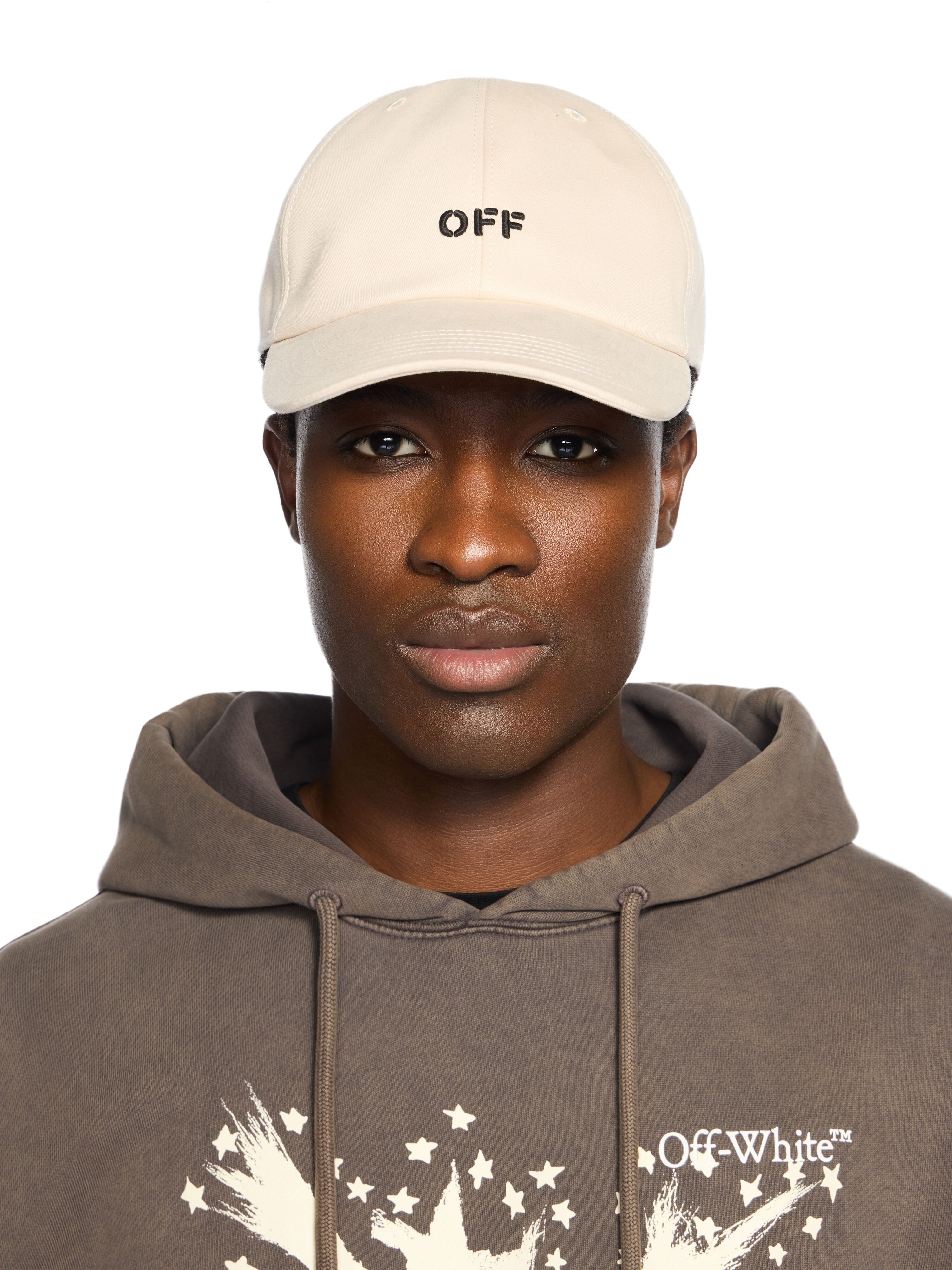OFF WHITE Drill Stamp Logo Baseball Cap SAND - BLACK OMLA04AF25FAB008