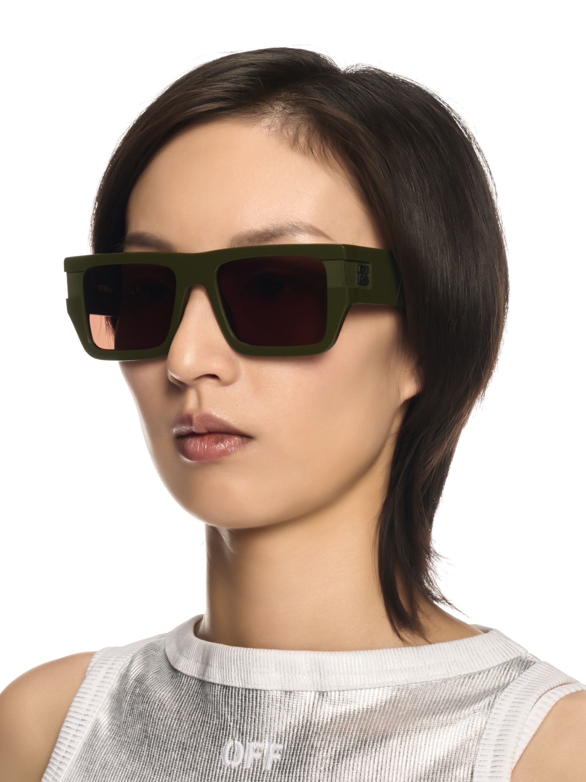 OFF WHITE Militärgrün/Braune Chester Sonnenbrille GRÜN OERI149S25PLA001