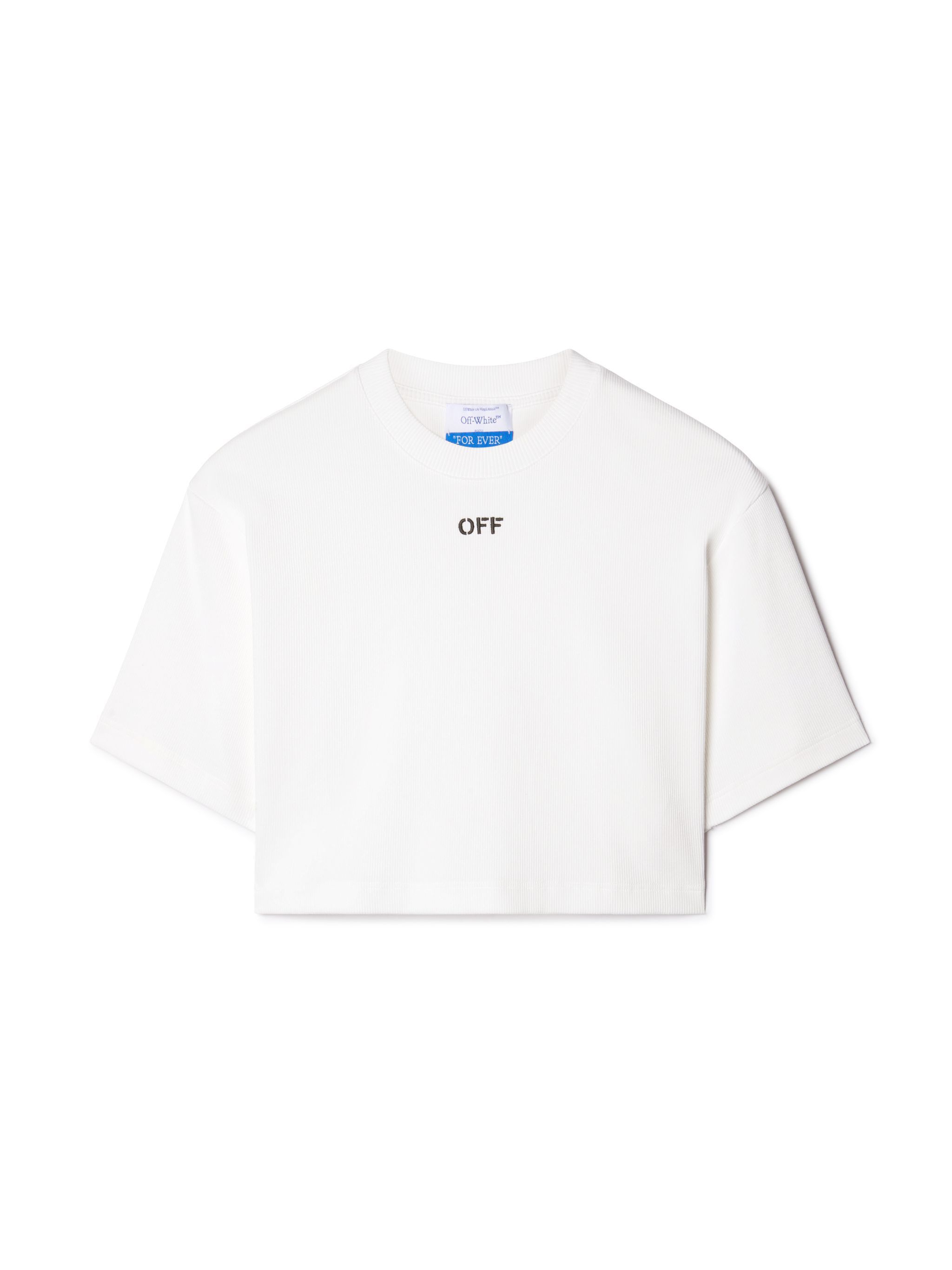 OFF WHITE Off Stamp Rib Cropped Tee White-Black 2AA081C99JER004