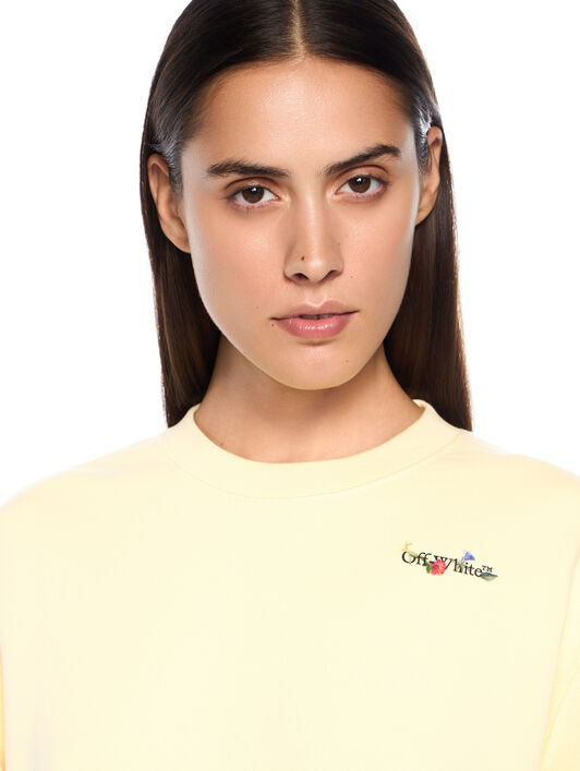 OFF WHITE Arrow Glass Flower Crewneck Logo Sweatshirt DOUBLE CREAM-BLACK OWBA055F25FLE001