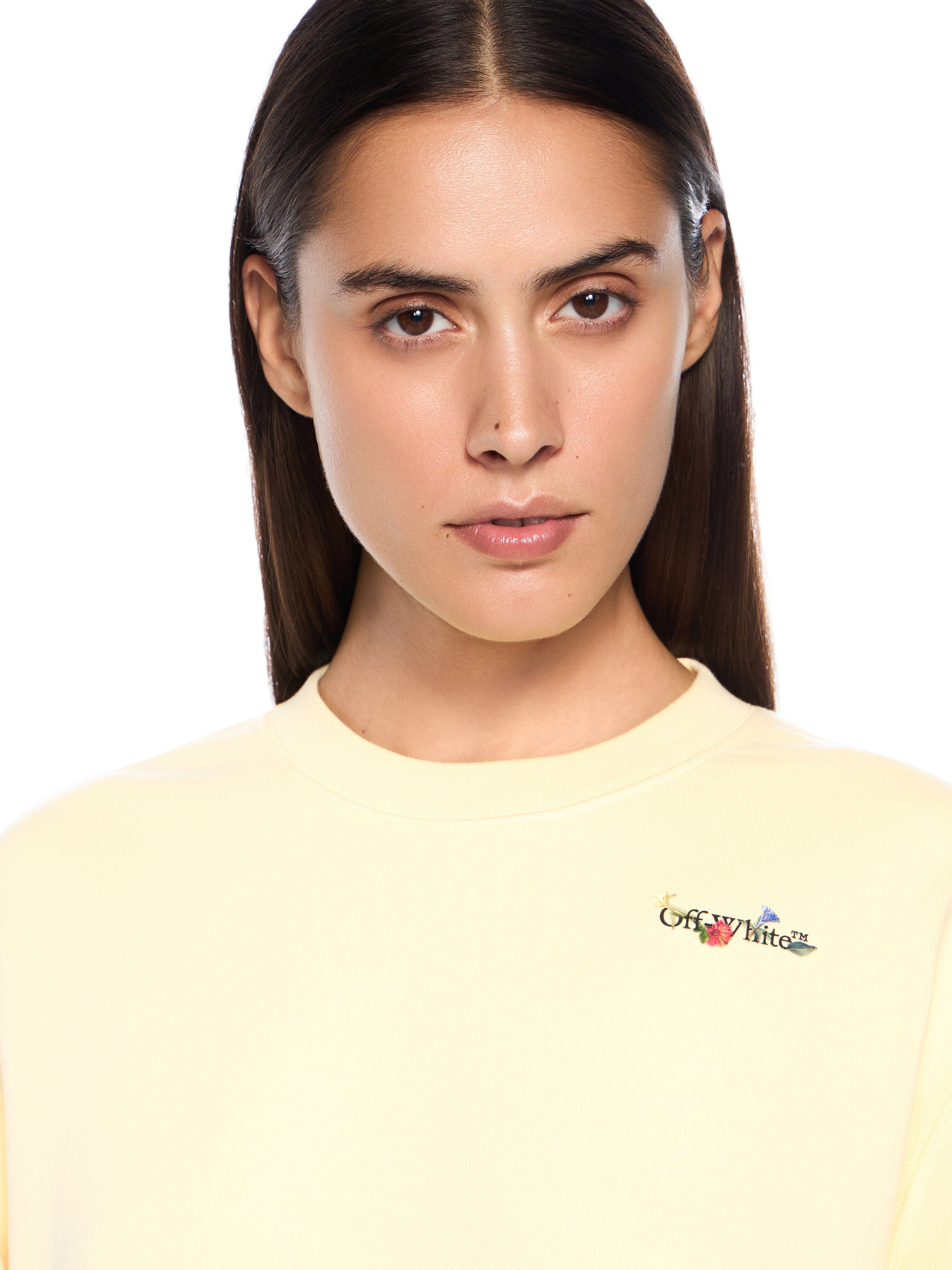 OFF WHITE Arrow Glass Flower Crewneck Logo Sweatshirt DOUBLE CREAM-BLACK OWBA055F25FLE001