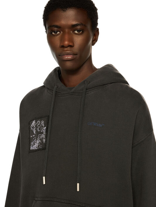 OFF WHITE Faded Painting Skate Hoodie VINTAGE BLACK - BLUE OMBB085F25FLE00X