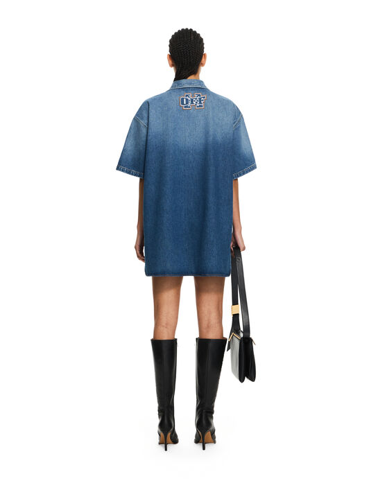 OFF WHITE Royal Patch Denim Dress Light Medium Blue-Tabacco 2YM038S26DEN001