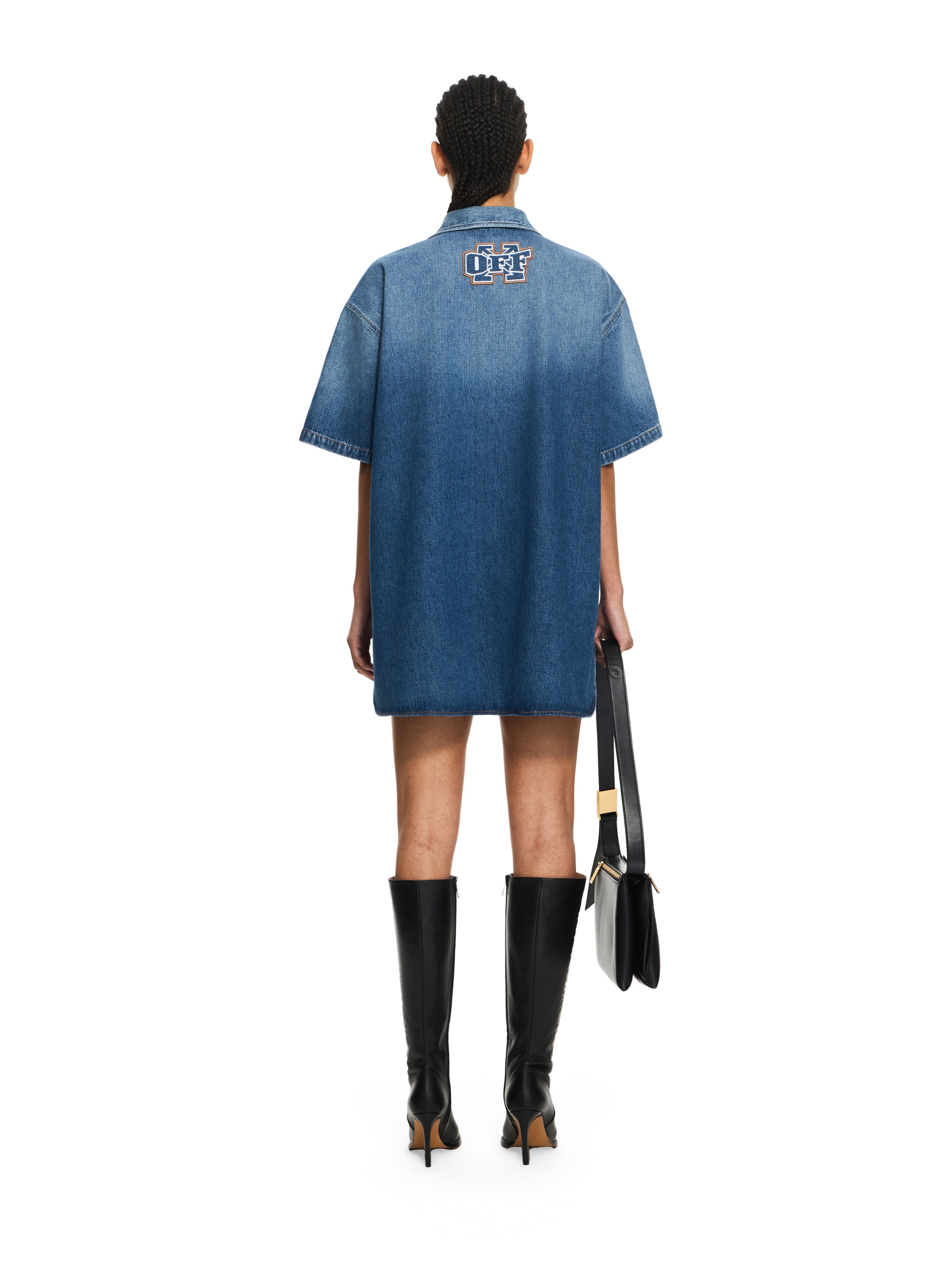 OFF WHITE Royal Patch Denim Dress Light Medium Blue-Tabacco 2YM038S26DEN001