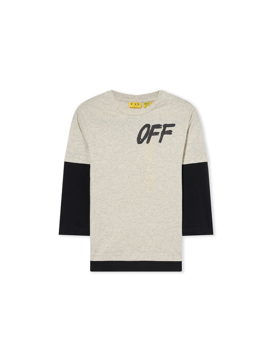 OFF WHITE Shared Logo Double Layer Long Sleeve T-Shirt GREY MELANGE 44BAB005F26J001