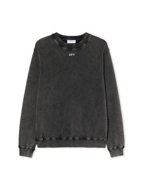OFF WHITE Check Flan Arrow Crew Logo Sweatshirt MARBLE BLACK-WHITE OWBA055F25FLE002