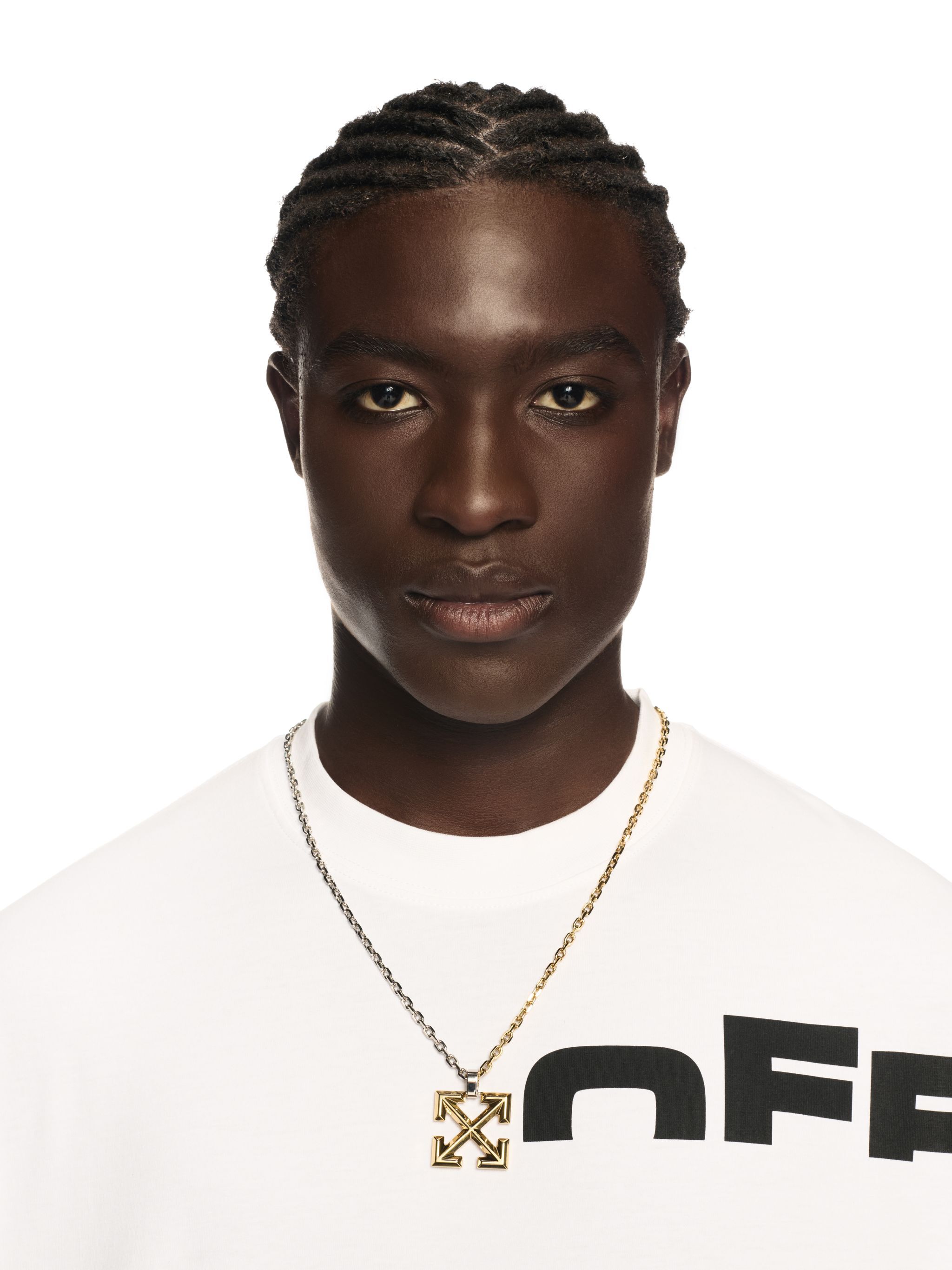 OFF WHITE Bicolor Arrow Pendant Necklace GOLD OMOB15LS25MET001