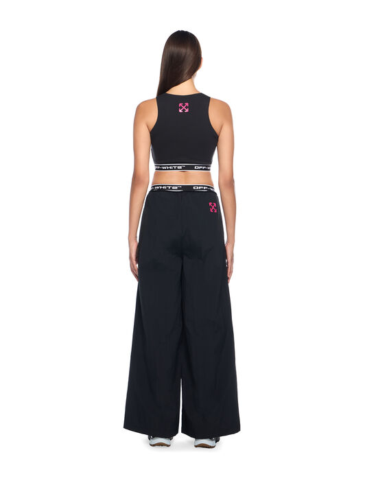 OFF WHITE Logoband Wide-Leg Pants BLACK - FUCHSIA OWVI017F25FAB001