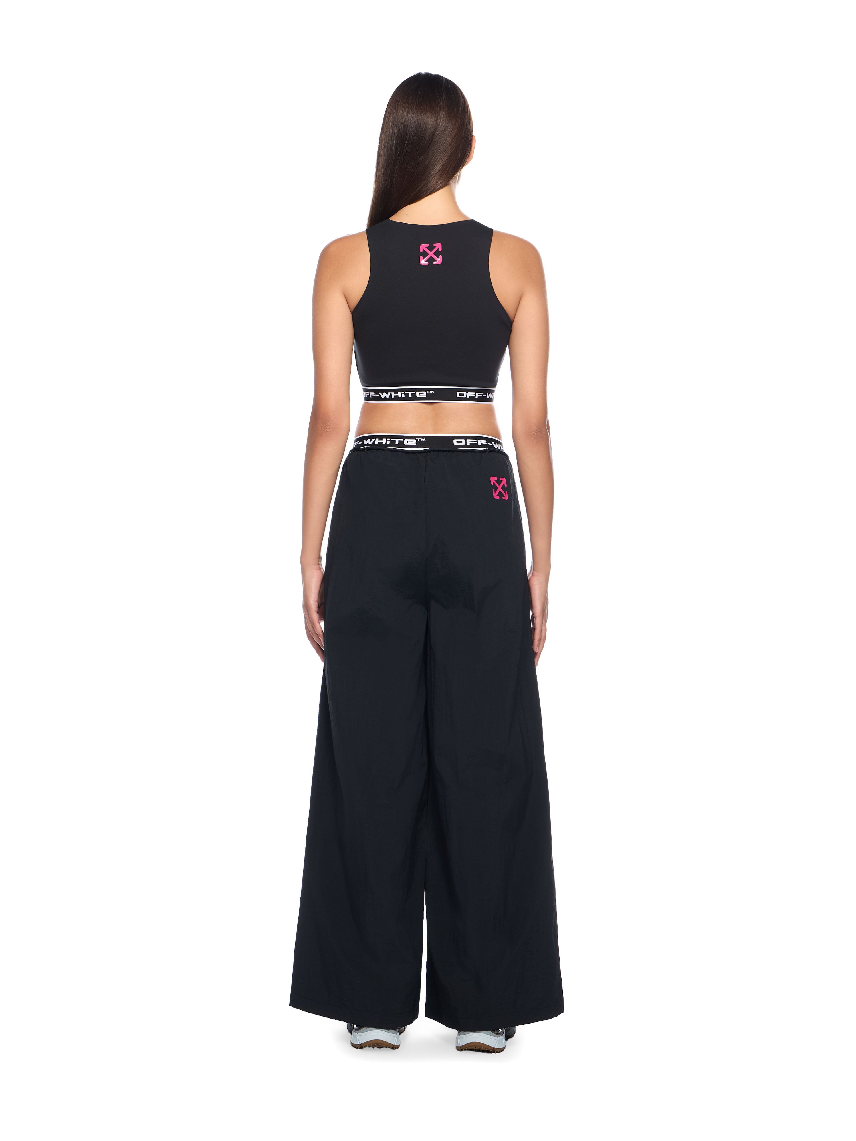 OFF WHITE Logoband Wide-Leg Pants BLACK - FUCHSIA OWVI017F25FAB001