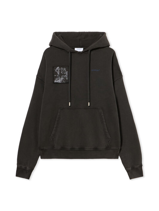 OFF WHITE Faded Painting Skate Hoodie VINTAGE BLACK - BLUE OMBB085F25FLE00X