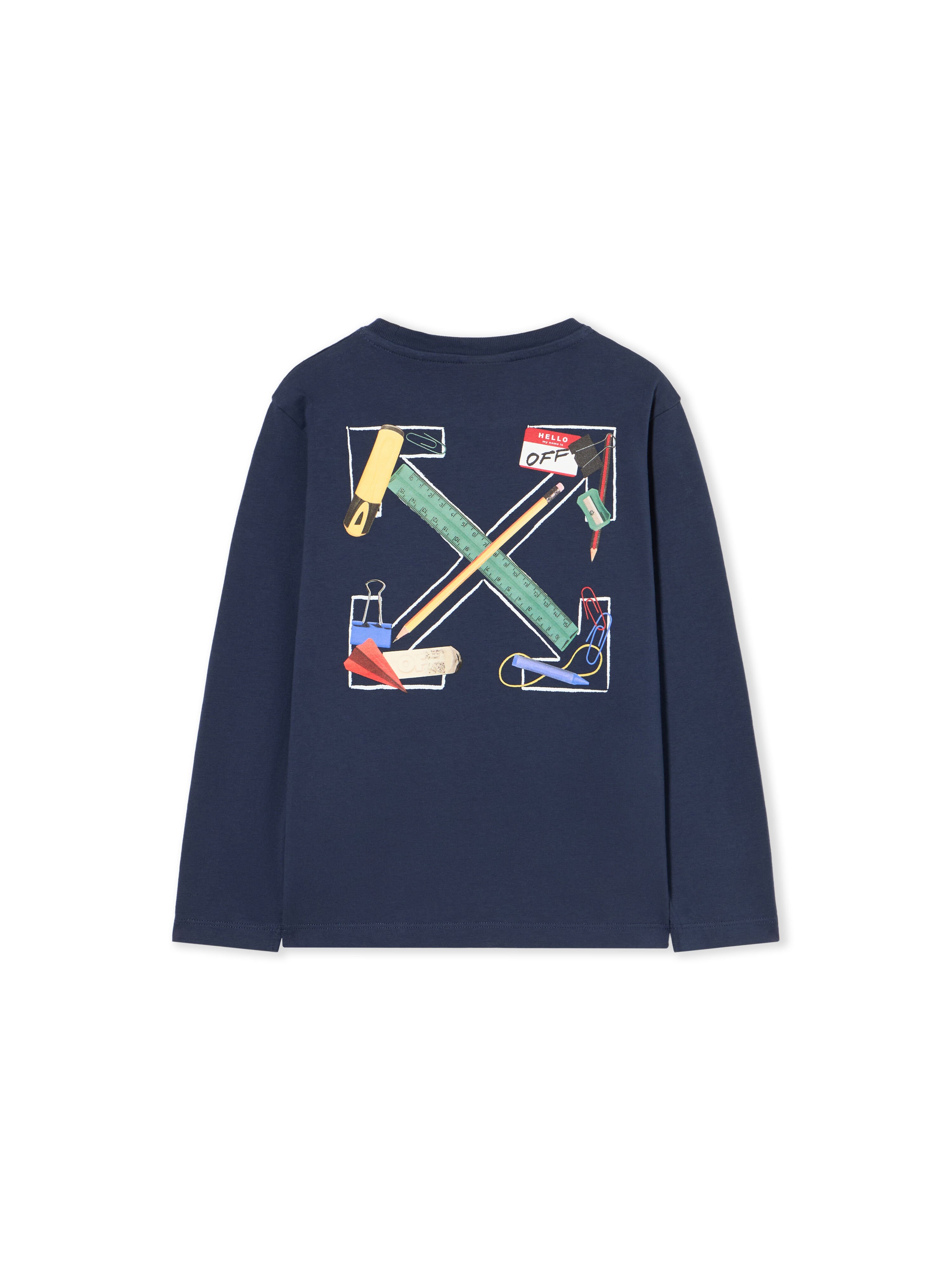 OFF WHITE Arrow Ruler Long-Sleeve T-Shirt NAVY BLUE - MULTICOLOR OBAB001F25JER001