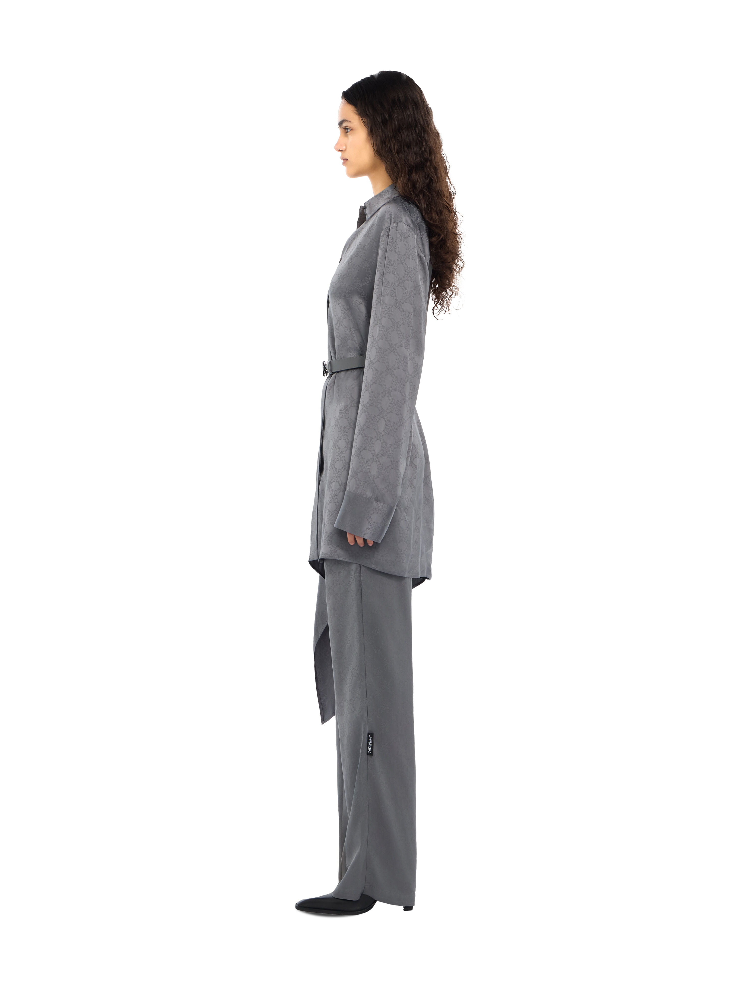 OFF WHITE Monogram Jacquard Asymmetric Shirt Dress Rosin Rosin 2FU00339T