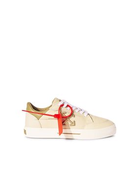 OFF WHITE Creme/Braun Niedrige Vulkanisierte Leder Sneaker NEUTRAL OWIA288S25LEA001