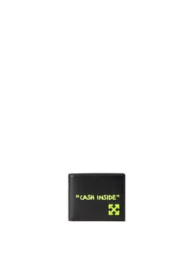 OFF WHITE Jitney Quote Bifold Wallet BLACK - YELLOW FLUO OMNC098F25LEA003