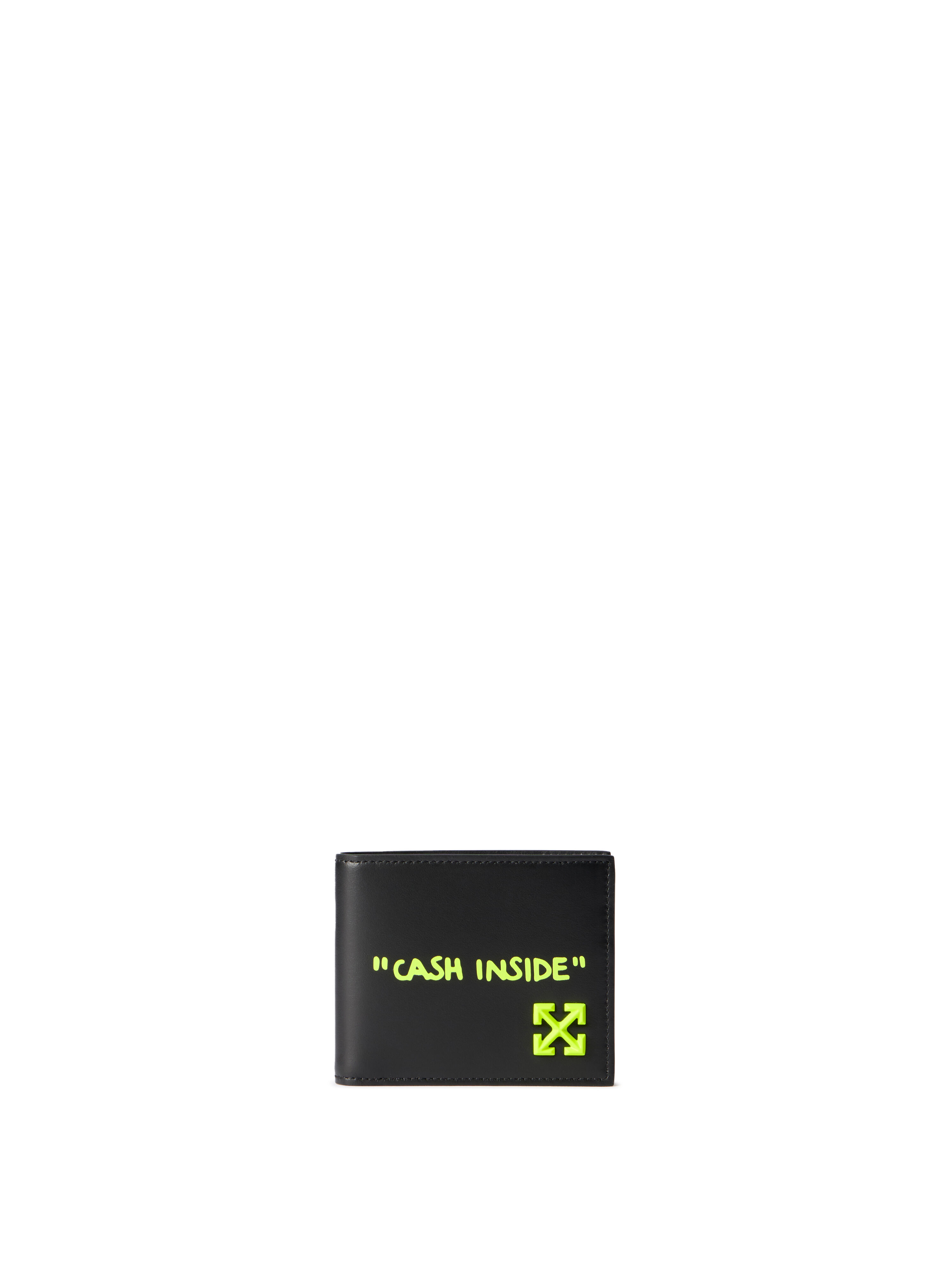 OFF WHITE Jitney Quote Bifold Wallet BLACK - YELLOW FLUO OMNC098F25LEA003