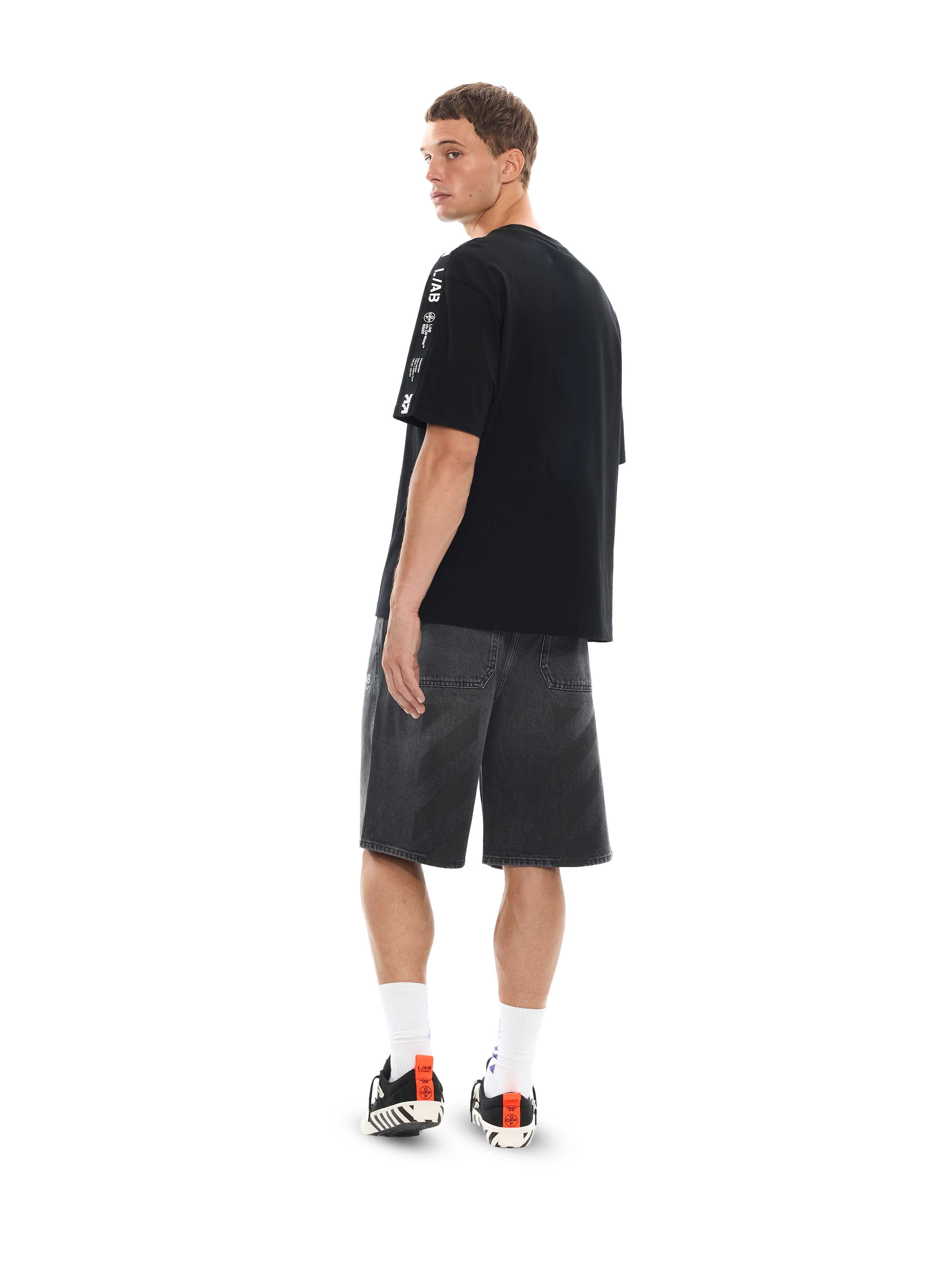 L/AB Diagonal Denim Shorts LAB L/AB Diagonal Denim Shorts PHANTOM BLACK 44LABF26D119