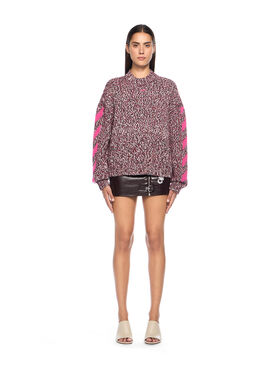 OFF WHITE Mouline Arrow Knit Crewneck Sweater RED DAHLIA-FUCHSIA OWHE10JF25KNI001